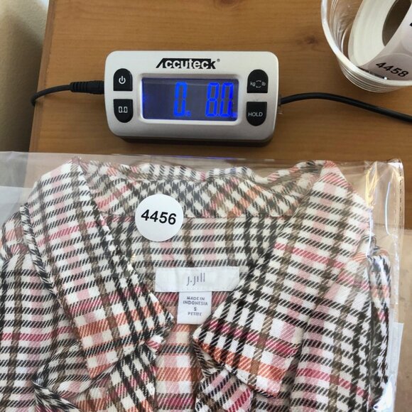 J Jill Shirt Womens Small Petite Pink Plaid Button Up Collar Ruffle Long Sleeve - Picture 10 of 10